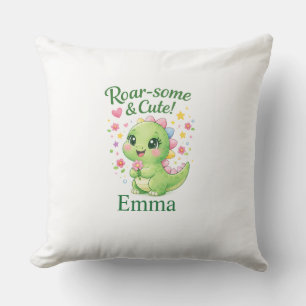 Coussin personnalisé avec le nom d'un dinosaure mi
