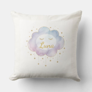 Coussin personnalisé avec nom de bébé Nuage de lav