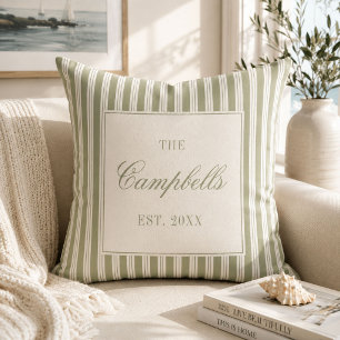 Coussin personnalisé avec nom de famille et rayure
