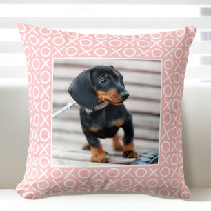 Coussin personnalisé avec photo de chien rose mode