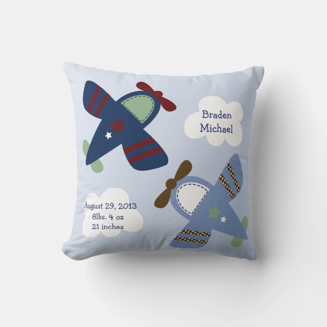 Coussin personnalisé "Avions adorables/Zoom" (Recto)