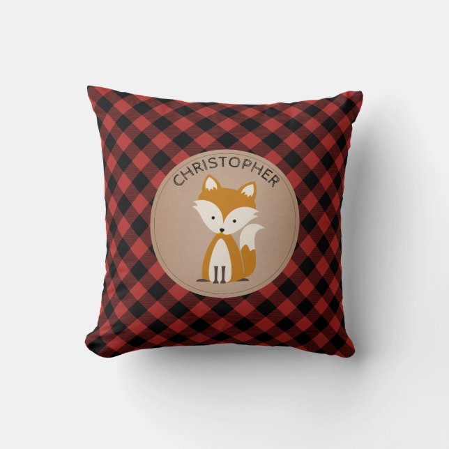 Coussin personnalisé Baby Fox Plaid (Recto)