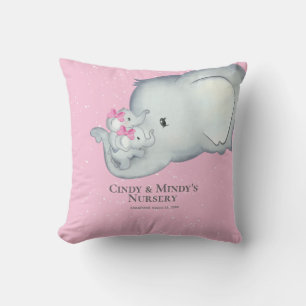 Coussin Personnalisé bébé Eléphant Twins maman