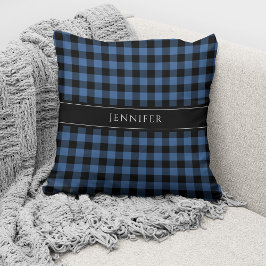 Coussin Personnalisé bleu Plaid En vichy Motif