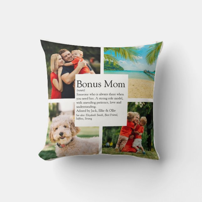 Coussin Personnalisé Bonus Maman Définition 4 Photo (Recto)