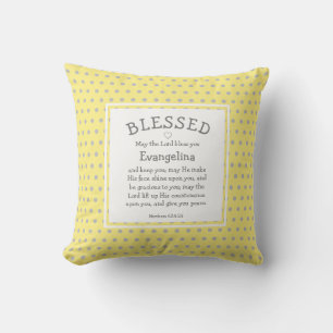 Coussin Personnalisé Christian Bénédiction Polka Jaune Dot