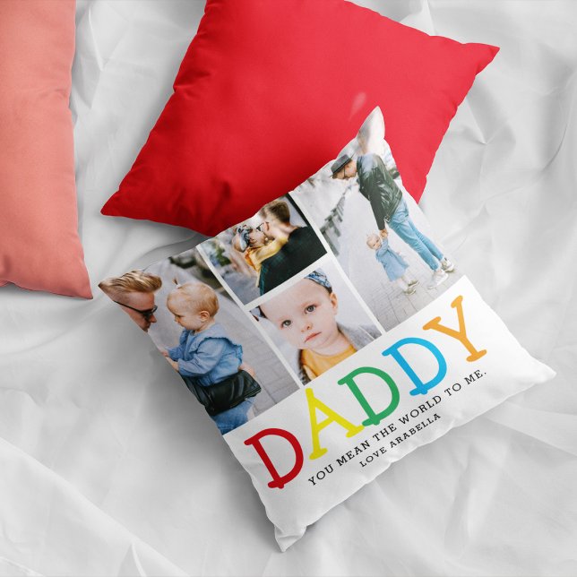 Coussin Personnalisé Cute 'Papa' Photo Collage Keepsaké (Créateur téléchargé)
