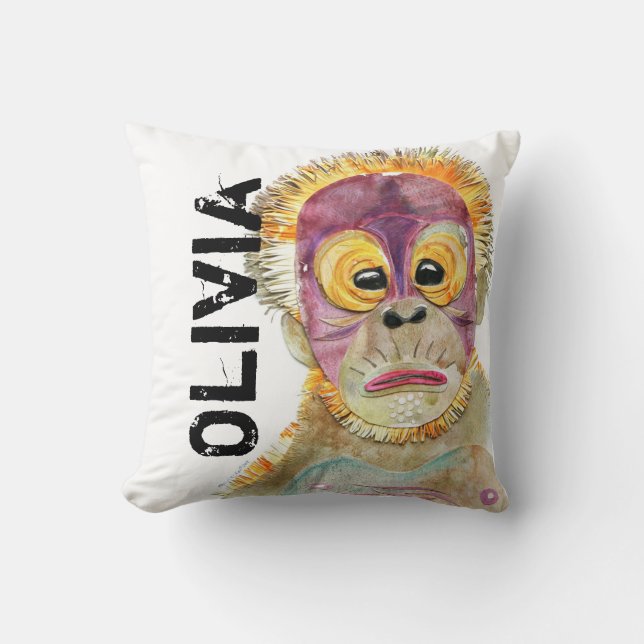 Coussin personnalisé d'art d'aquarelle (Recto)