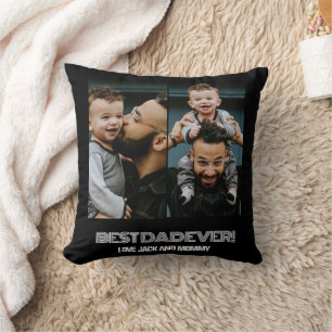 Coussin Personnalisé Deux Photo Collage Meilleur Papa Jama