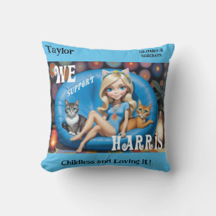 Coussin Personnalisé Drôle Enfant Chat Dames KAMALA 2024