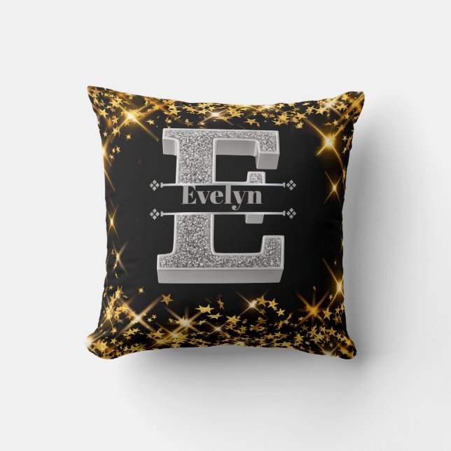 Coussin Personnalisé E Premier Monogramme D'Argent Votre N (Recto)