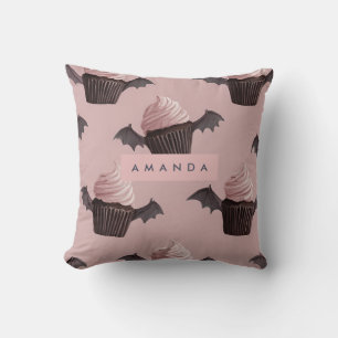 Coussin Personnalisé Éffrayant Cute Bat Cupcake Motif