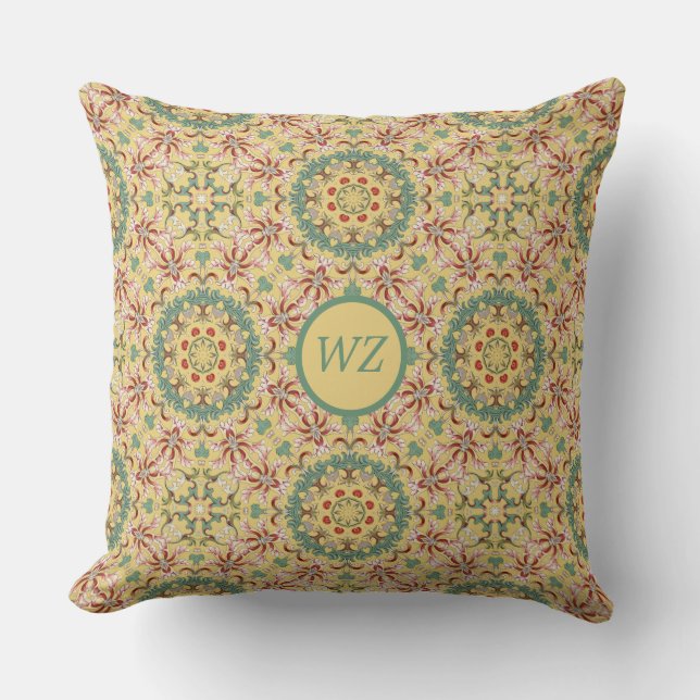 Coussin Personnalisé Élégant motif floral kaléidoscope (Recto)