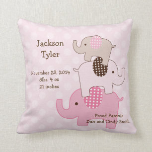 Coussin personnalisé "Eléphants empilés avec point