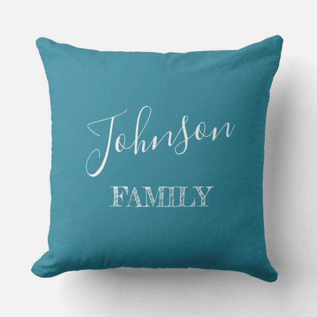 Coussin Personnalisé en bleu et blanc Turquoise de votre f (Recto)