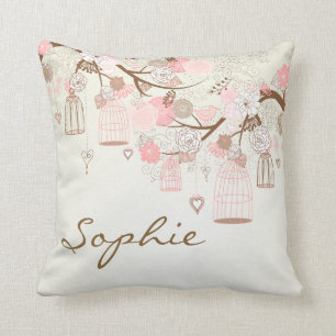 Coussin personnalisé floral de cages à oiseaux