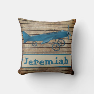 Coussin Personnalisé Garçon Blue Baby Plane Pilote Lancer 