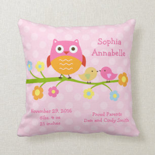 Coussin personnalisé "Inséparables & hibou avec po