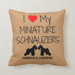 Coussin Personnalisé J'Aime Mes Deux Schnauzers Miniature