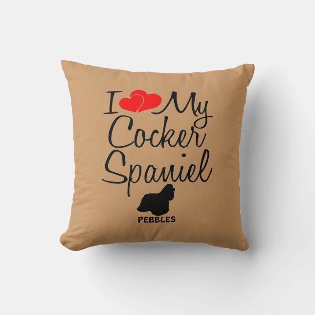 Coussin Personnalisé J'Aime Mon Cocker Spaniel (Recto)