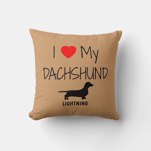 Coussin Personnalisé J'Aime Mon Dachshund (Recto)
