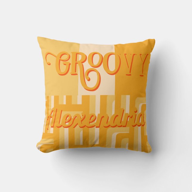 Coussin Personnalisé Jaune rétro géométrique (Recto)