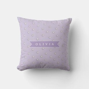 Coussin Personnalisé joli point lavande strass à pois
