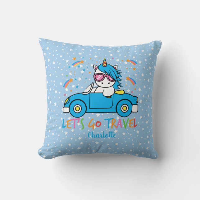 Coussin Personnalisé Lets Voyage Unicorne (Recto)