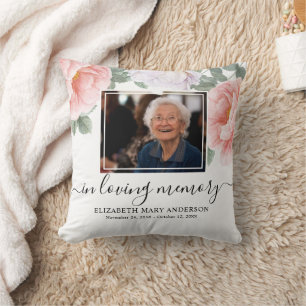 Coussin Personnalisé Memorial Floral Peony