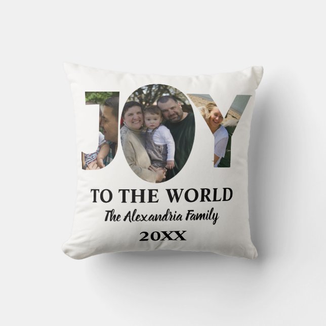 Coussin Personnalisé moderne 3 photo collage joie au monde (Recto)