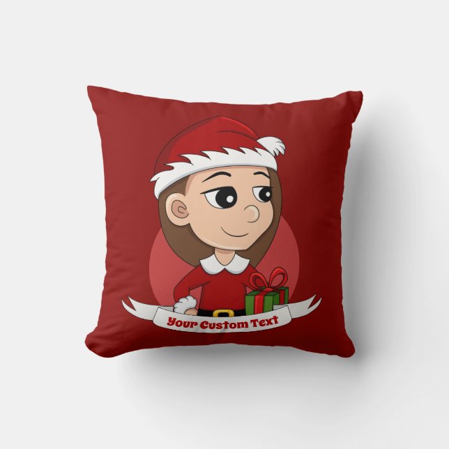 Coussin Personnalisé Noël fille dessin animé lancer oreill (Recto)