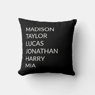 Coussin Personnalisé noir personnalisé noms de famille mei
