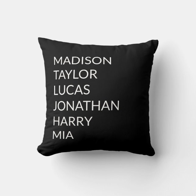 Coussin Personnalisé noir personnalisé noms de famille mei (Recto)