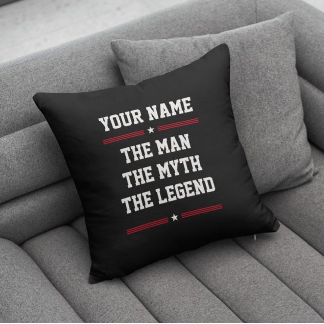 Coussin Personnalisé Nom Fun Cool L'Homme Le Mythe La Lége (Créateur téléchargé)