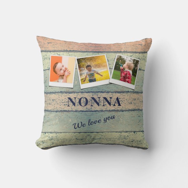 Coussin Personnalisé Nonna Grandchildren 3 Photo Collage (Recto)
