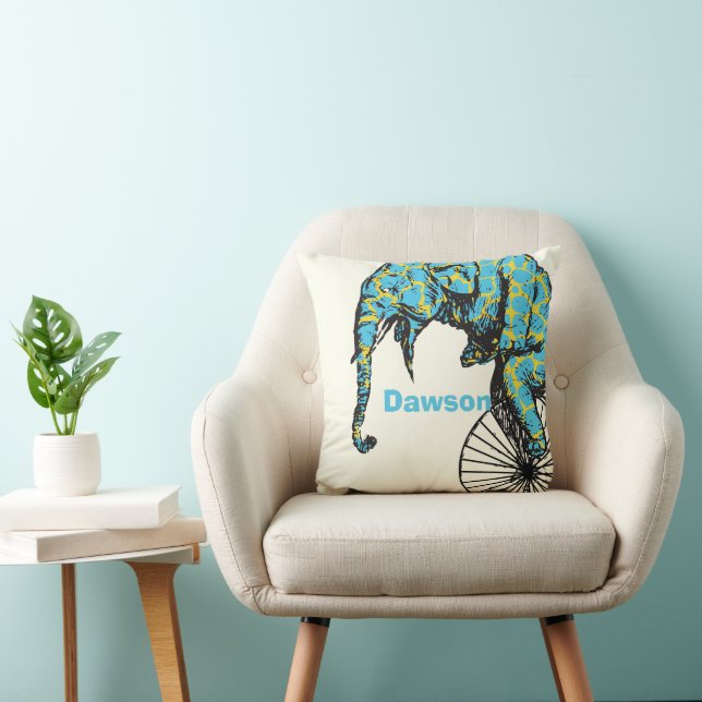 Coussin Personnalisé Nouveau bébé garçon's Room Circus Ele (Chaise)