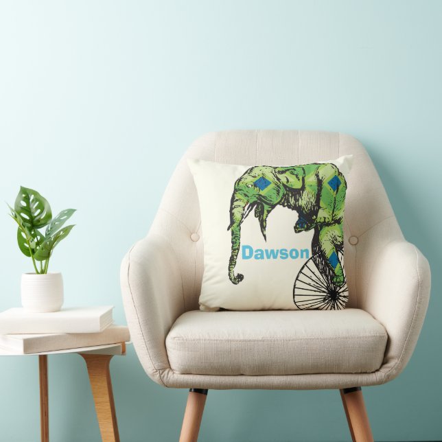 Coussin Personnalisé Nouveau bébé garçon's Room Circus Ele (Chaise)