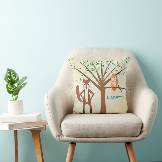 Coussin Personnalisé Nouveau bébé garçon's Room Cute Fox a (Chaise)