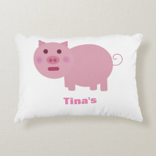 Coussin personnalisé par porc rose timide