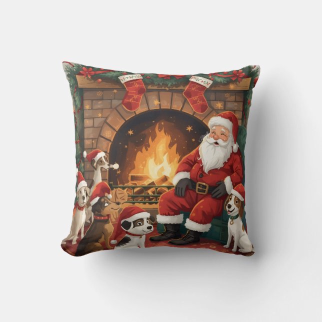 Coussin Personnalisé Père Noël et animaux de compagnie Noë (Recto)