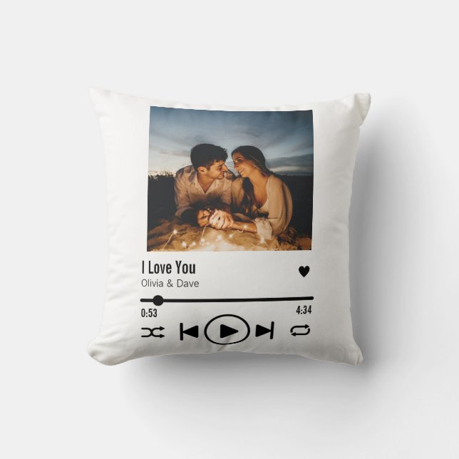 Coussin Personnalisé Photo Chanson Playlist Valentine (Recto)