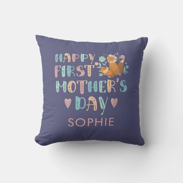 Coussin Personnalisé Premier jour des mères 1ère fois Mama (Recto)