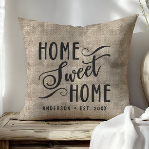 Coussin Personnalisé Rustique Fausse Toile de Jute Maison 