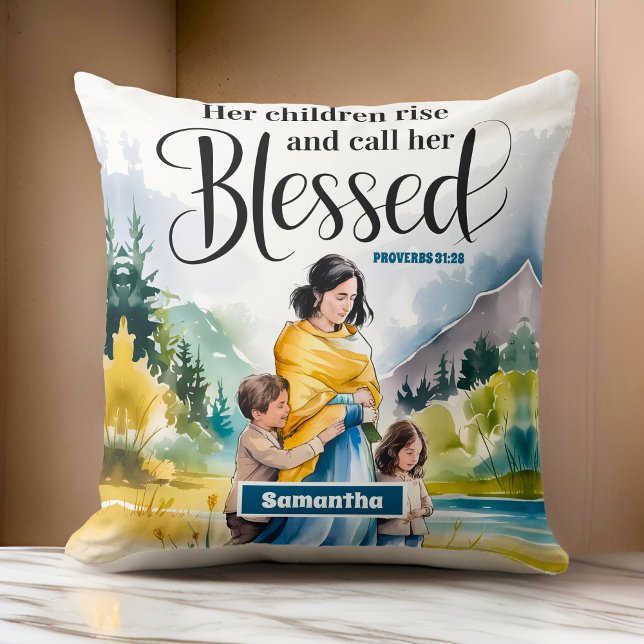 Coussin Personnalisé Ses Enfants Montent Des Femmes Chréti (Créateur téléchargé)