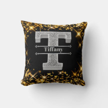 Personnalisé T Monogramme initial d'argent Votre n