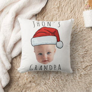 Coussin Personnalisé Visage bébé Père Noël Chapeau Photo d