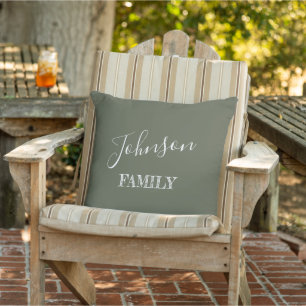 Coussin Personnalisé, votre famille joue vert et blanc