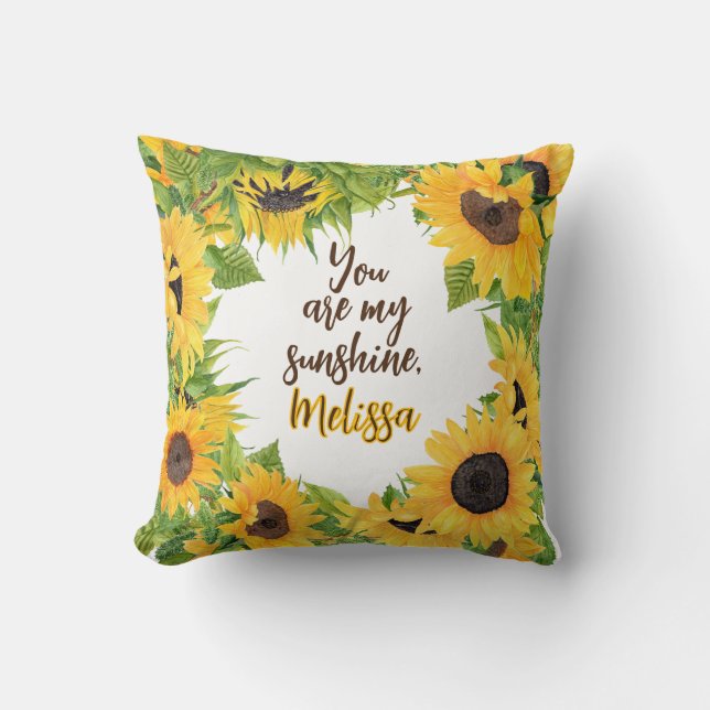 Coussin Personnalisé Vous êtes mon Sunshine Sunflower (Recto)