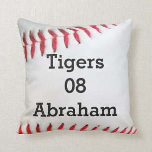 Coussin personnalisé White Baseball rouge couture