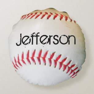 Coussin personnalisé White Baseball rouge couture